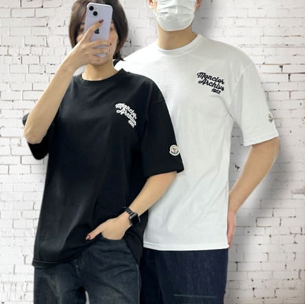 몽클레어 엠보싱자수 오버핏 CP 면 반팔티