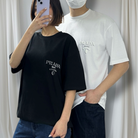 프라다 발포 오버핏 CP 면 반팔티