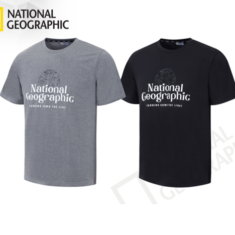 내셔널 지구본 레터링 기능성 쿨 반팔티