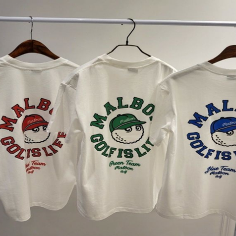 말본 화이트 컬러팀 라운드티셔츠