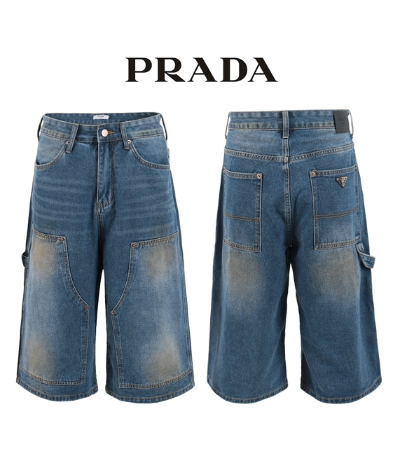 [P]중청 더블니 카펜터 버뮤다 데님팬츠