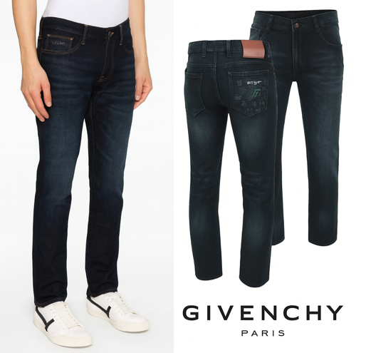 지방시 레터링 자수 그래픽 융기모 슬림진